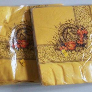 THANKSGIVING NAPKIN VINTAGE Lot Of 3 Sealed Packs